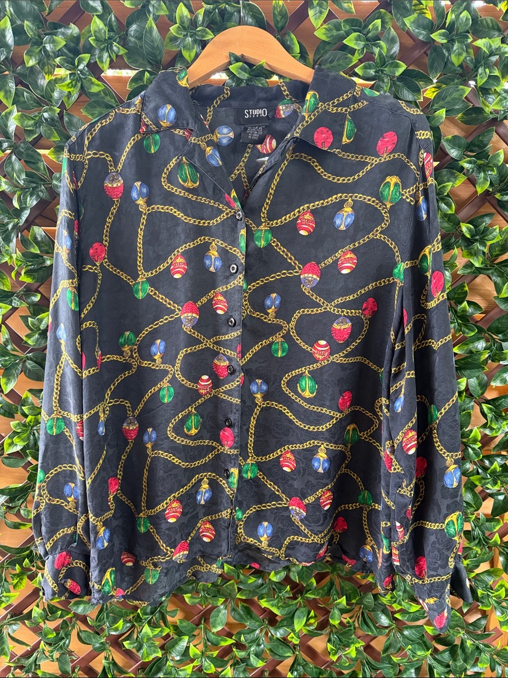 Vintage Studio 3000 Printed Top 100% Silk